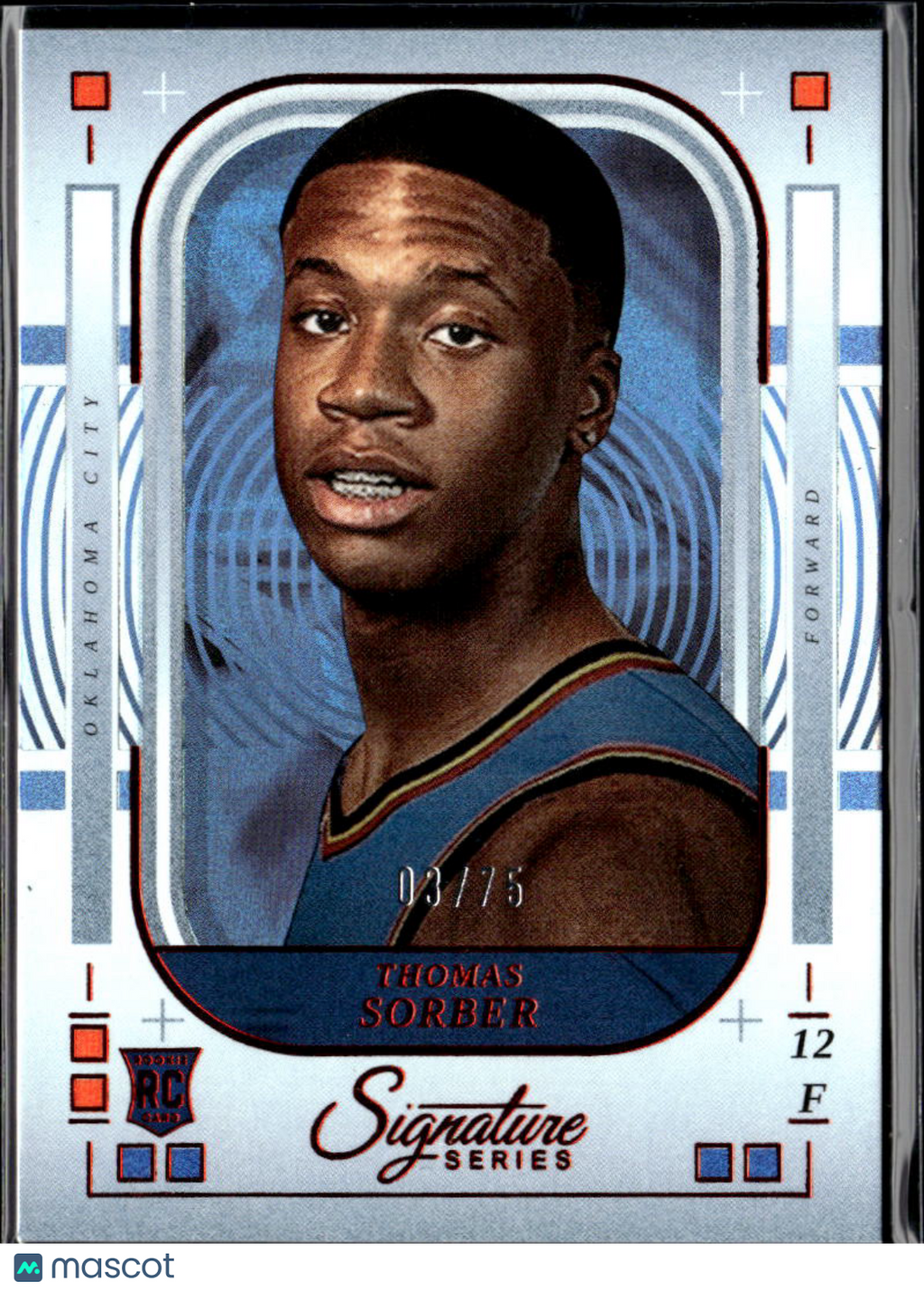 Thomas Sorber 2025 Signature Series Red Rookie RC 3/75 Oklahoma City Thunder