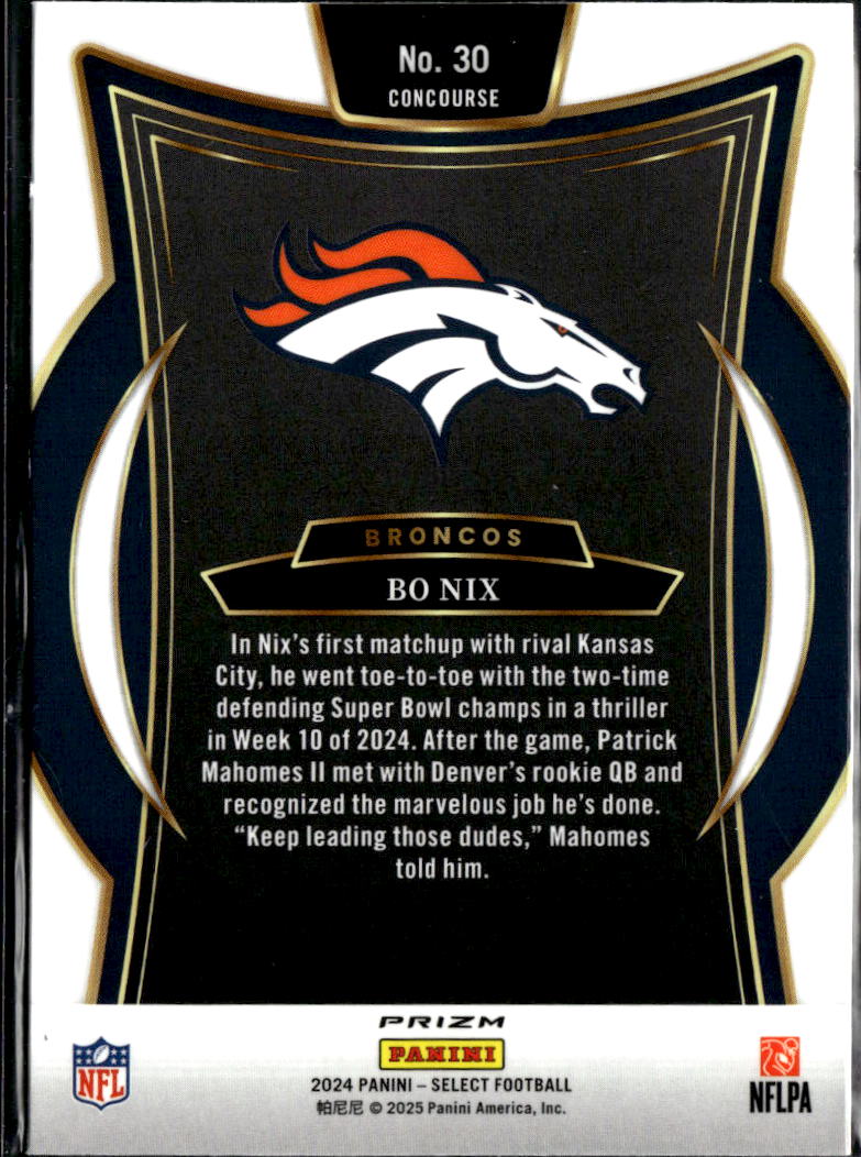 Bo Nix 2024 Select Concourse Red White Blue Rookie RC Denver Broncos