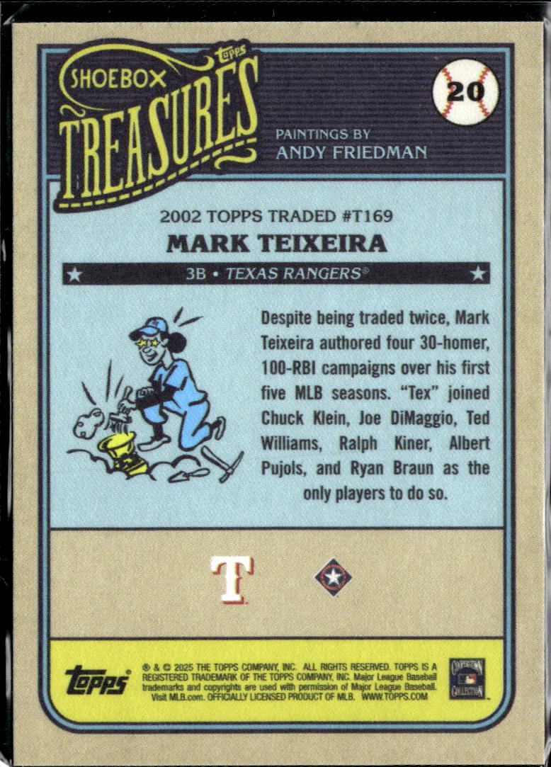 Mark Teixeira 2025 Topps Traded Shoebox Treasures Texas Rangers