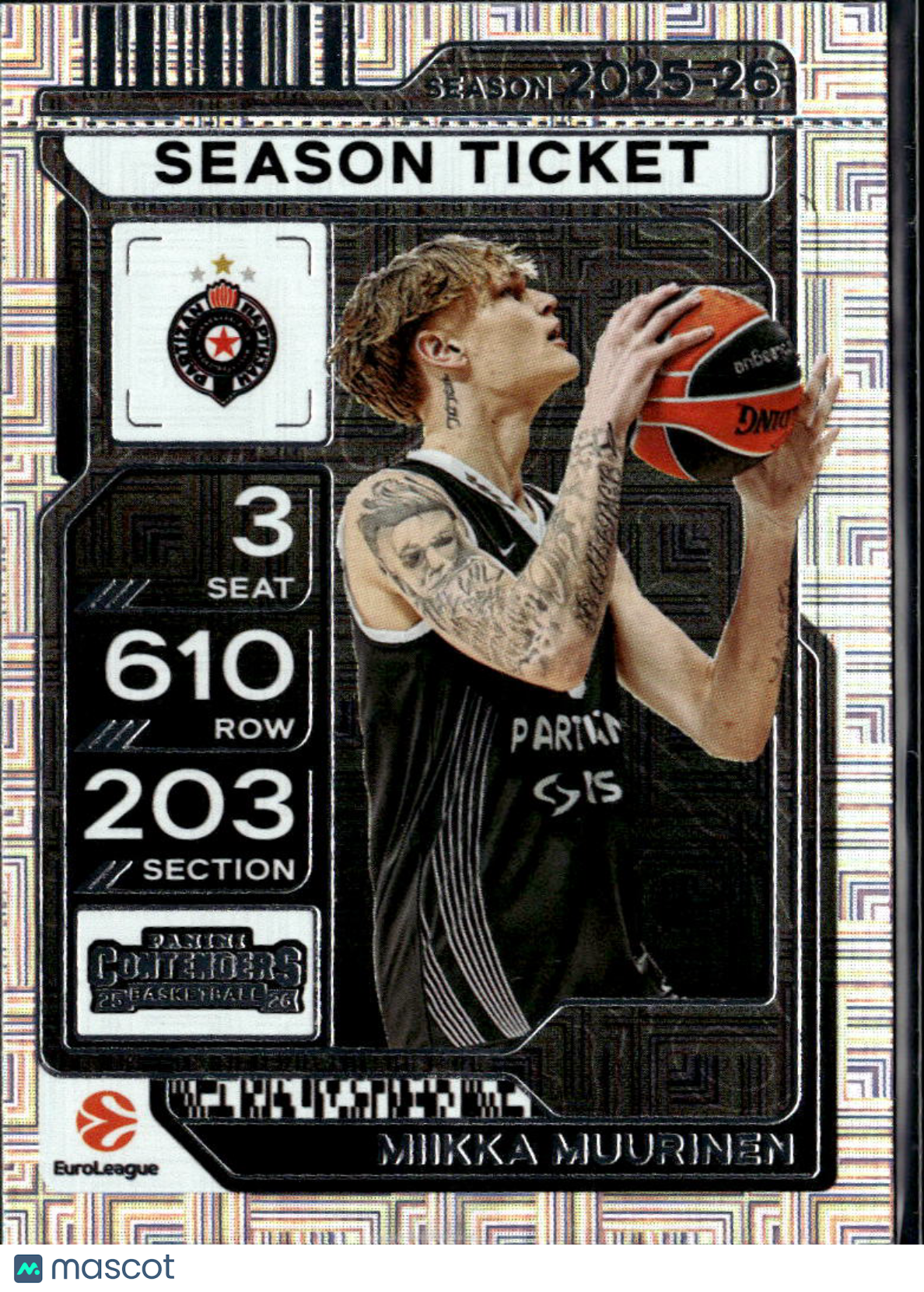Miikka Muurinen 2026 Panini Contenders EuroLeague Basketball Partizan