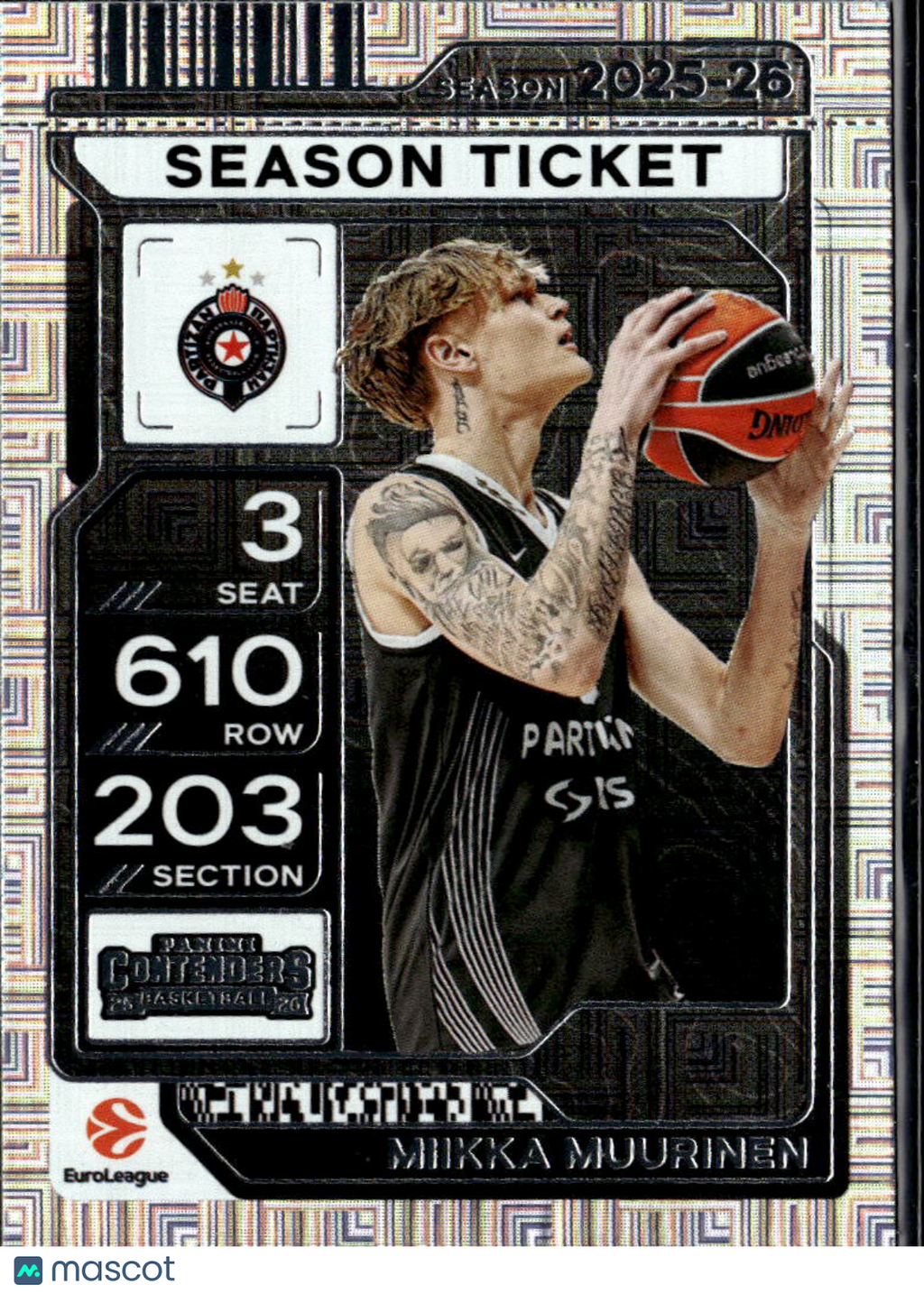 Miikka Muurinen 2026 Panini Contenders EuroLeague Basketball Partizan Belgrade