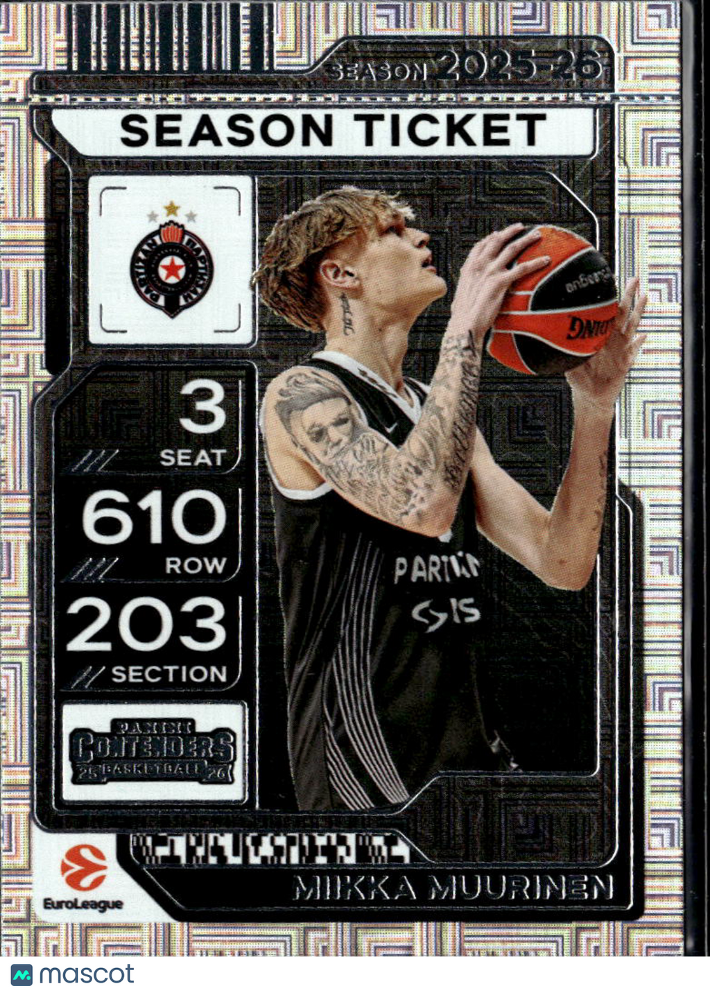Miikka Muurinen 2026 Panini Contenders EuroLeague Basketball Partizan Belgrade