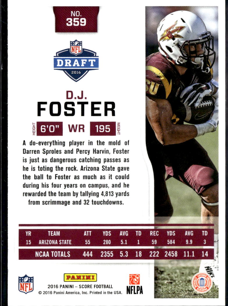 D.J. Foster 2016 Score Draft Red Zone Rookie RC /35 Arizona State Sun Devils