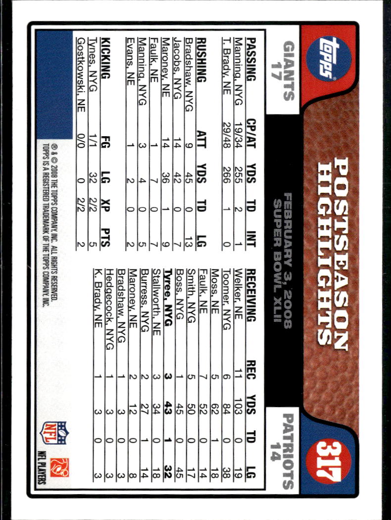 David Tyree 2008 Topps Football The Catch New York Giants