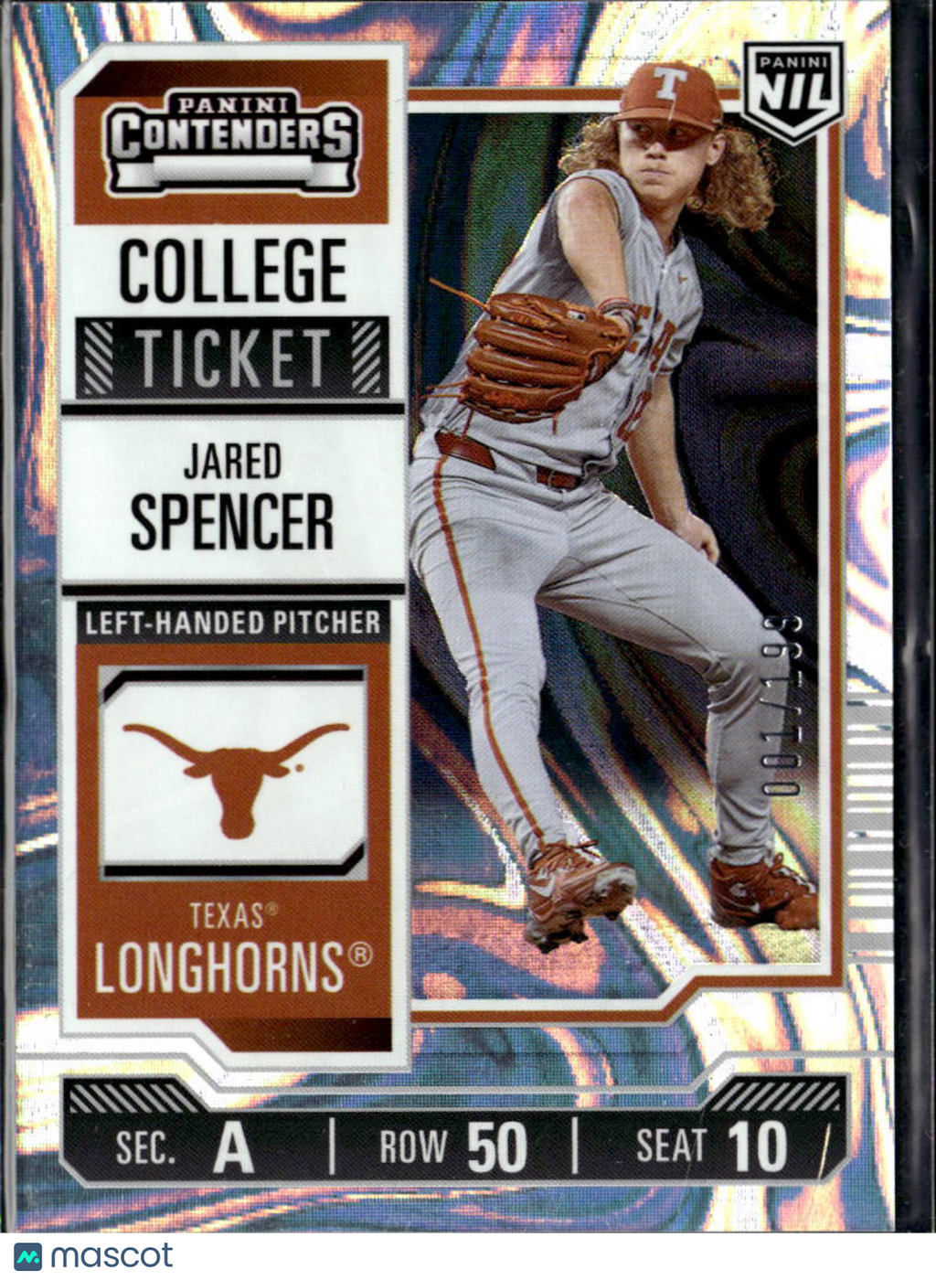 Jared Spencer 2025 Contenders College Ticket 1/199 Texas Longhorns