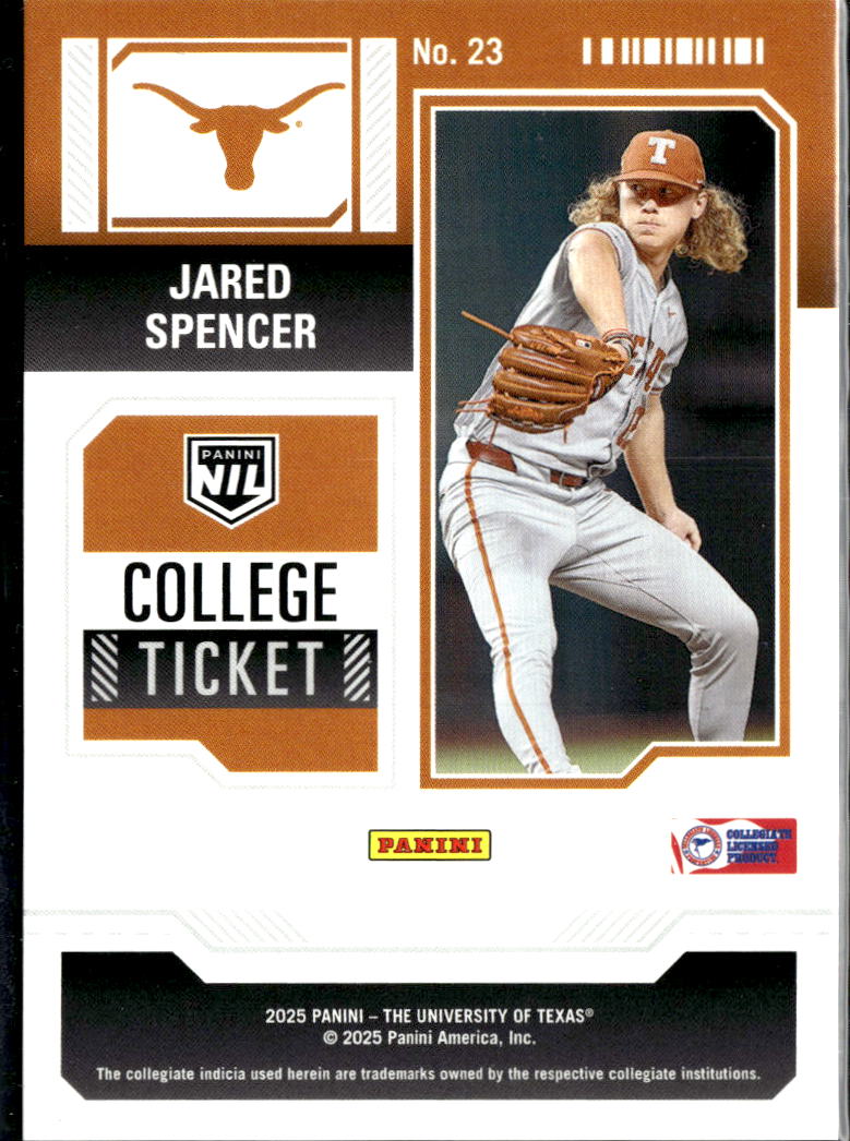 Jared Spencer 2025 Contenders College Ticket 1/199 Texas Longhorns