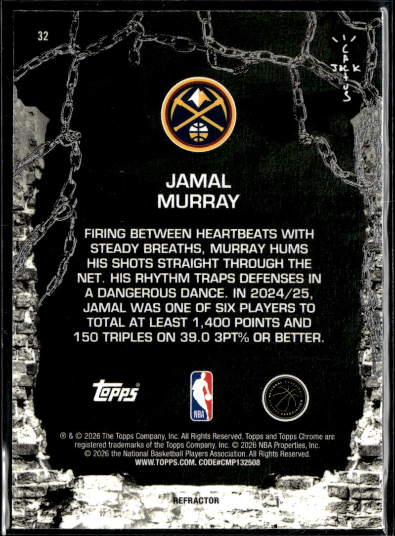 Jamal Murray 2026 Topps Chrome Basketball Cactus Jack Refractor Denver Nuggets