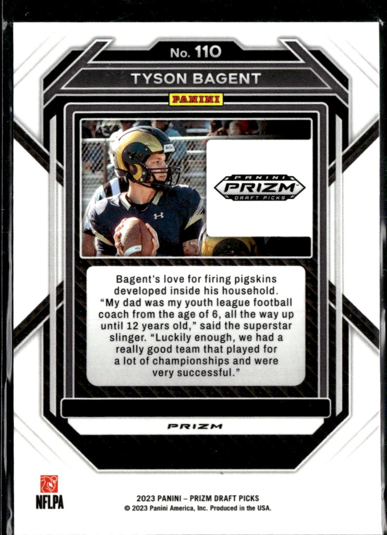 Tyson Bagent 2023 Panini Prizm Draft Picks RC Green Rookie Bears
