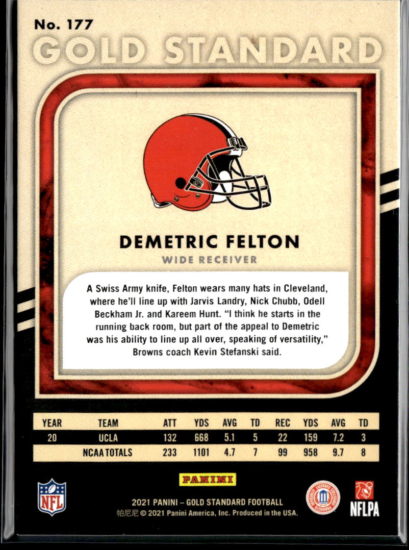 Demetric Felton 2021 Panini Gold Standard RC Rookie /49 Cleveland Browns