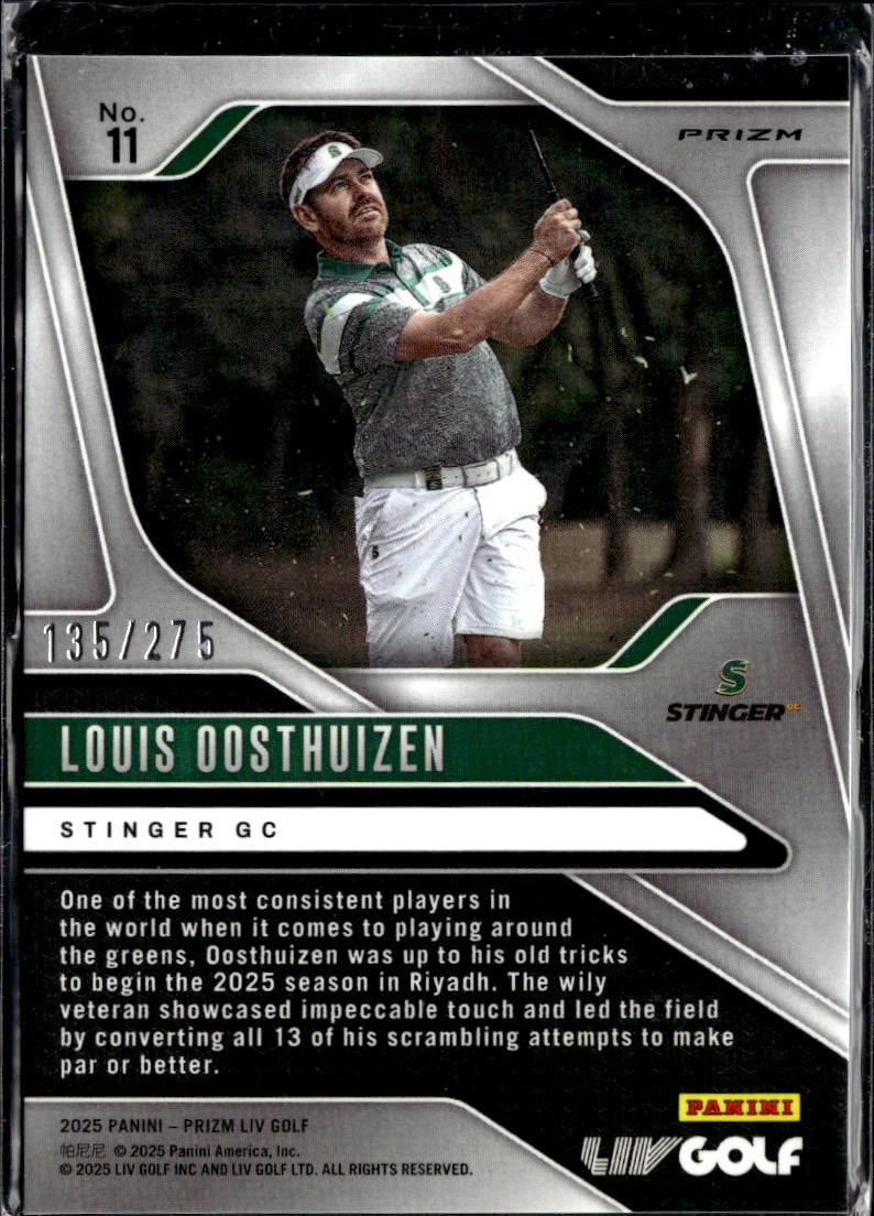 Louis Oosthuizen 2025 Panini Prizm LIV Golf Teal 135/275 Stinger GC
