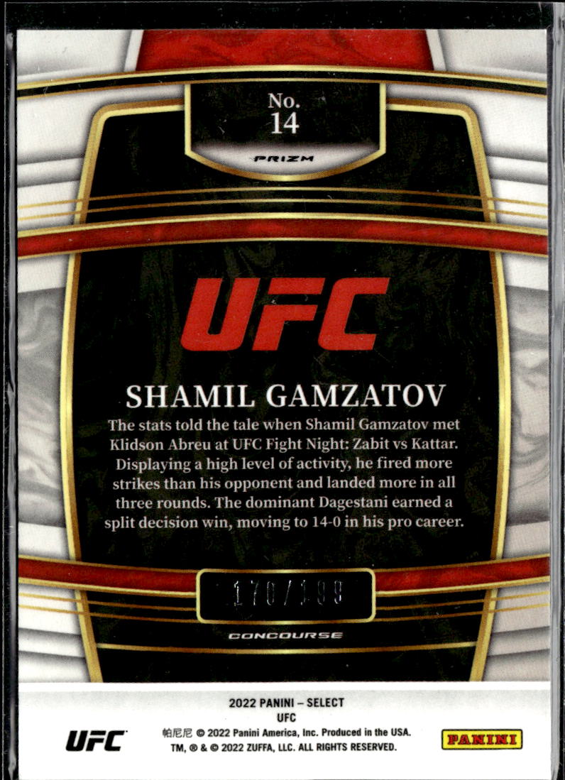 Shamil Gamzatov 2022 Panini Select UFC RC Light Blue Rookie 170/199