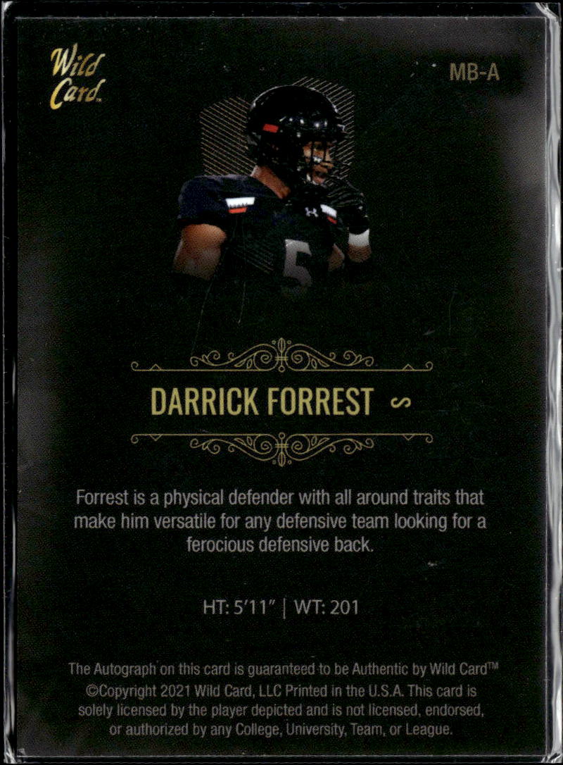 Darrick Forrest 2021 Wild Card Matte Premier Auto Autograph RC Cincinnati