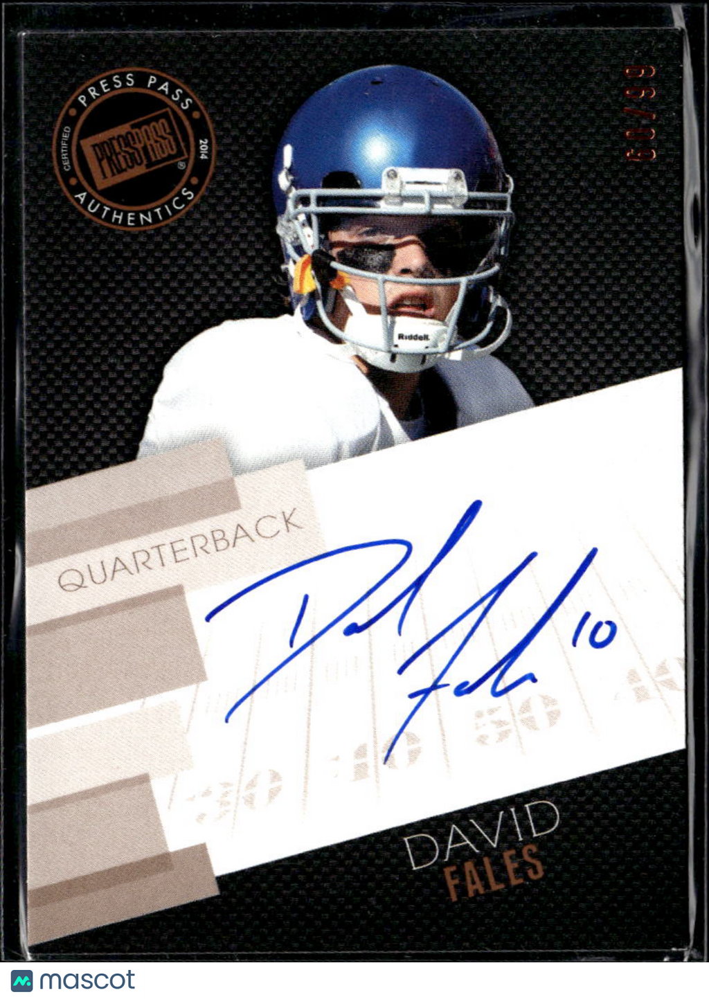 David Fales 2014 Press Pass Signings Auto Autograph /99 San Jose State Spartans