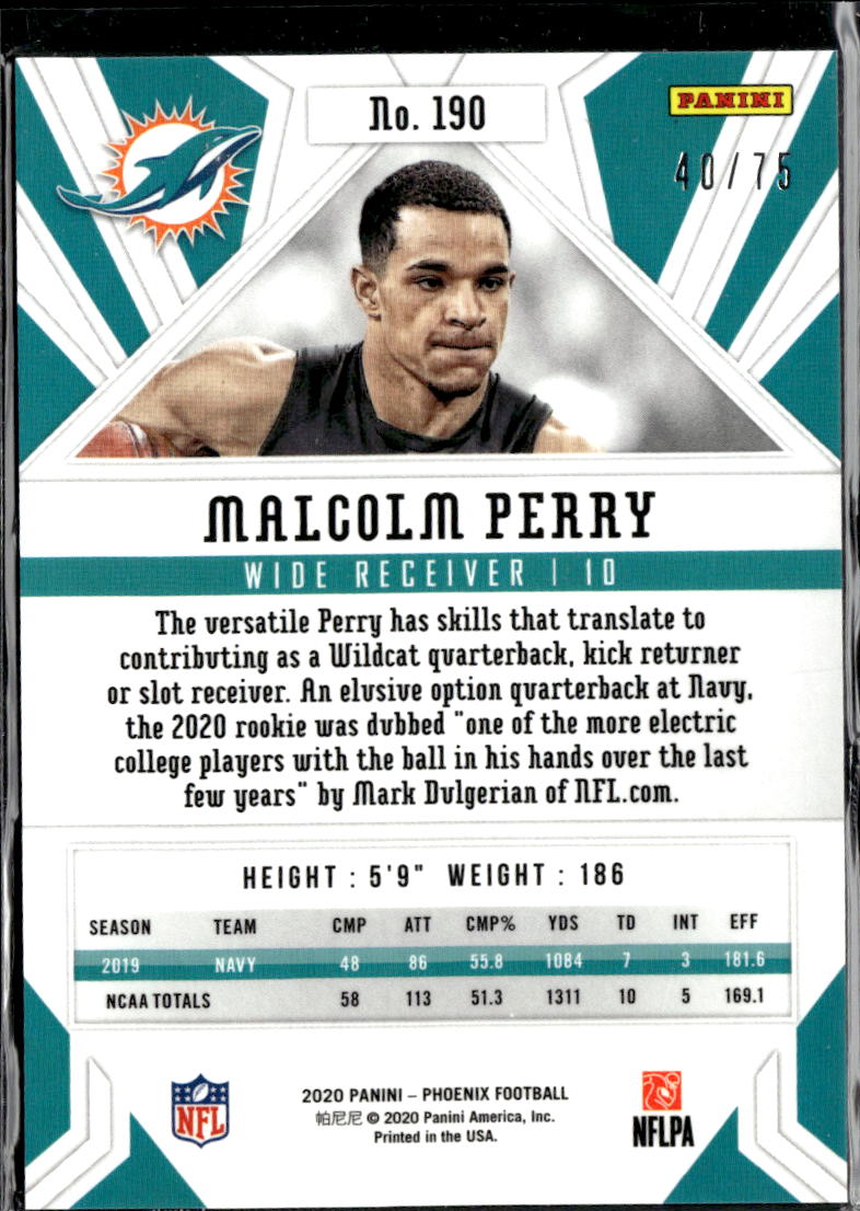 Malcolm Perry 2020 Panini Phoenix Yellow Rookie RC /75 Miami Dolphins