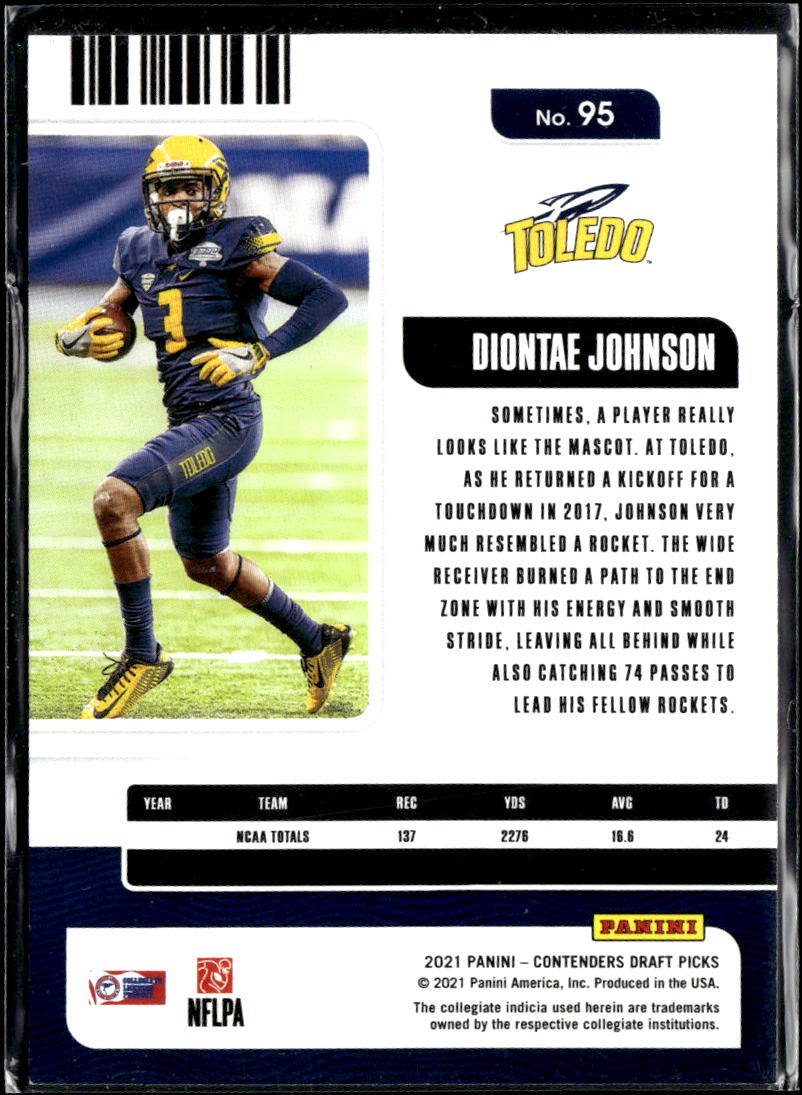 Diontae Johnson 2021 Panini Contenders Draft Picks Green Foil /49 Toledo Rockets