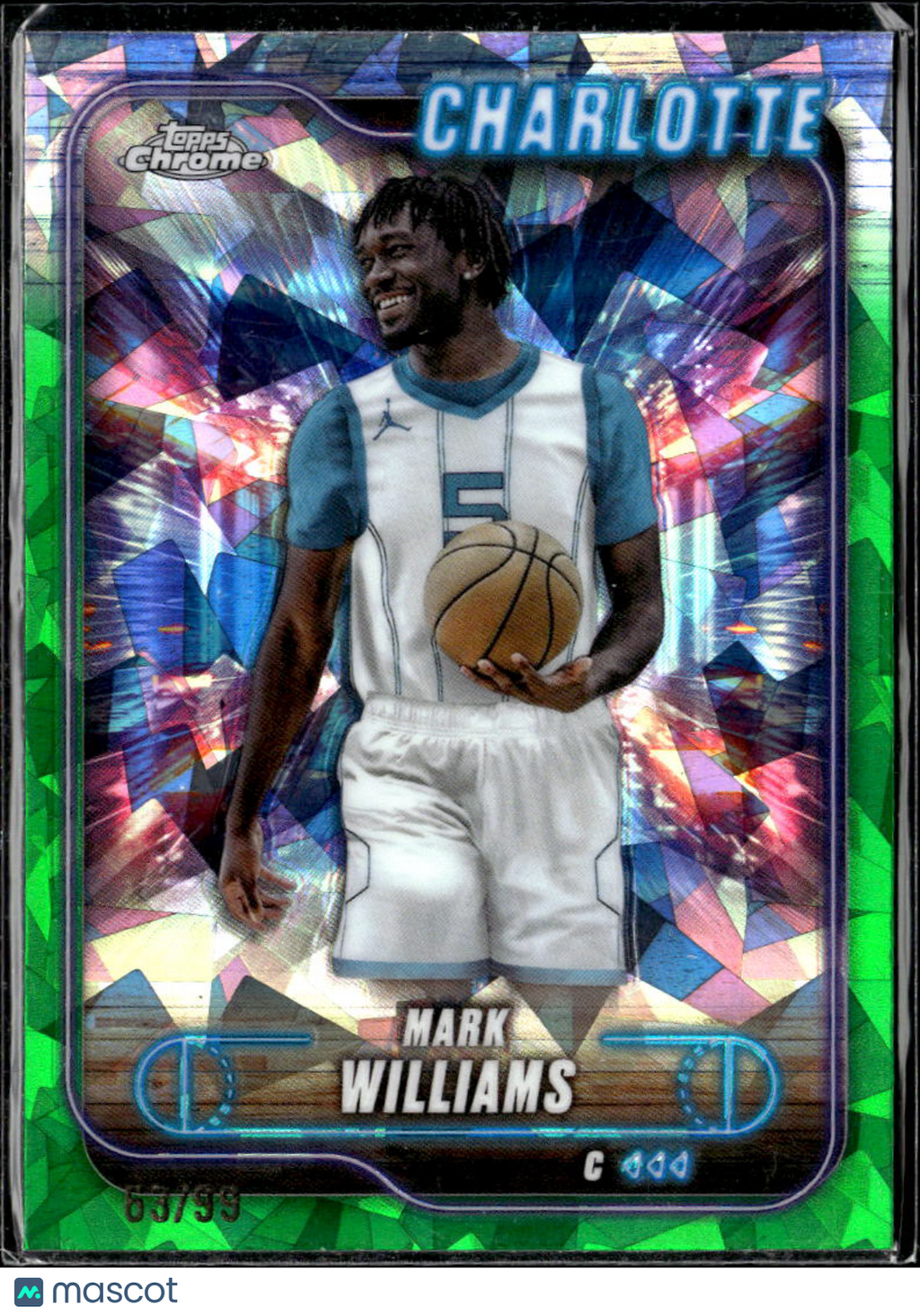 Mark Williams 2025 Topps Chrome Green Sapphire 53/99 Charlotte Hornets