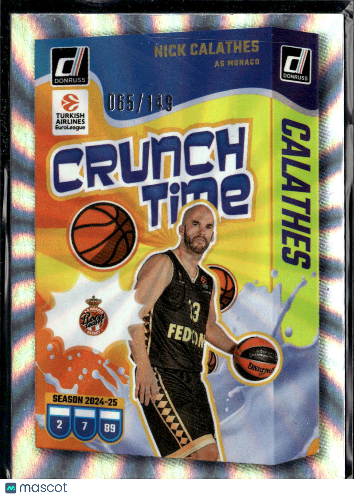 Nick Calathes 2025 Donruss EuroLeague Crunch Time Holo /149 AS Monaco