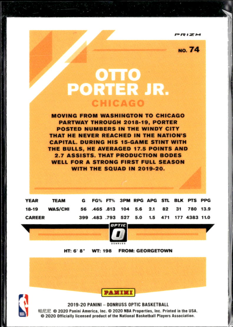 Otto Porter Jr. 2020 Optic GOLD Wave SSP Chicago Bulls