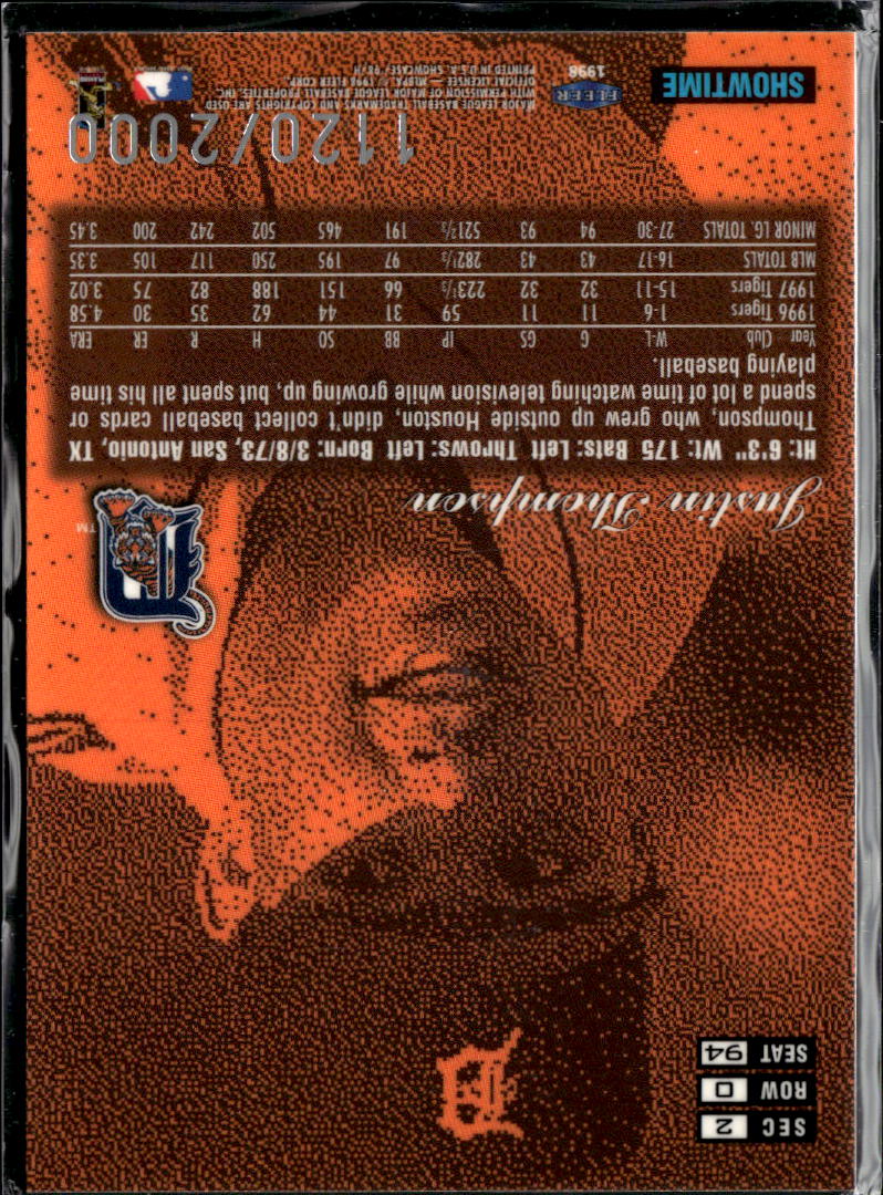 Justin Thompson 1998 Flair Showcase Showtime 1120/2000 Detroit Tigers