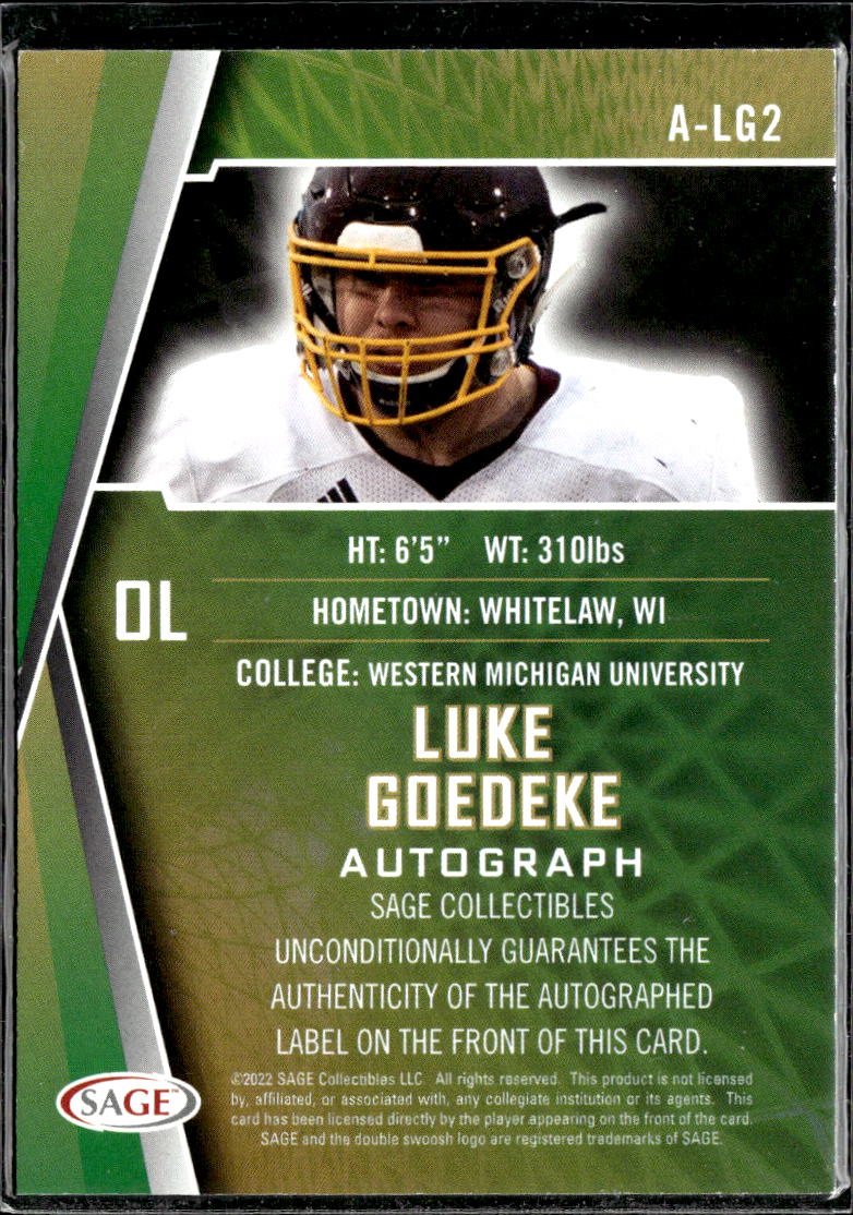Luke Goedeke 2022 SAGE Autograph Auto Rookie RC Western Michigan