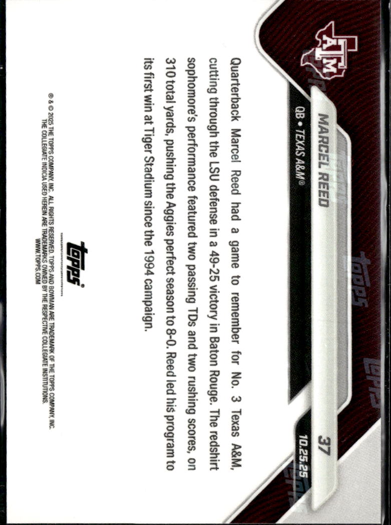 Marcel Reed 2025 Bowman Topps Now Rookie RC Texas A&M Aggies