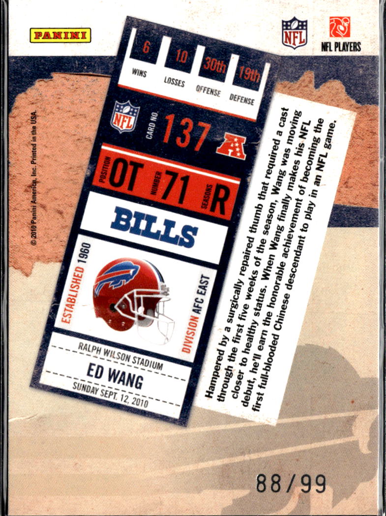 Ed Wang 2010 Panini Playoff Contenders Playoff Ticket 88/99 Buffalo Bills