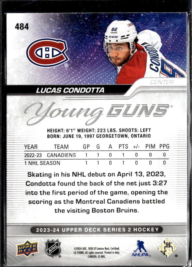 Lucas Condotta 2024 Upper Deck Series 2 Hockey Young Guns Montreal Canadiens