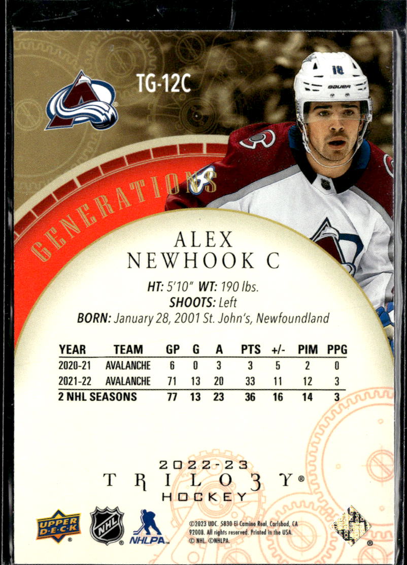 Alex Newhook 2023 Upper Deck Trilogy Generations /599 Colorado Avalanche