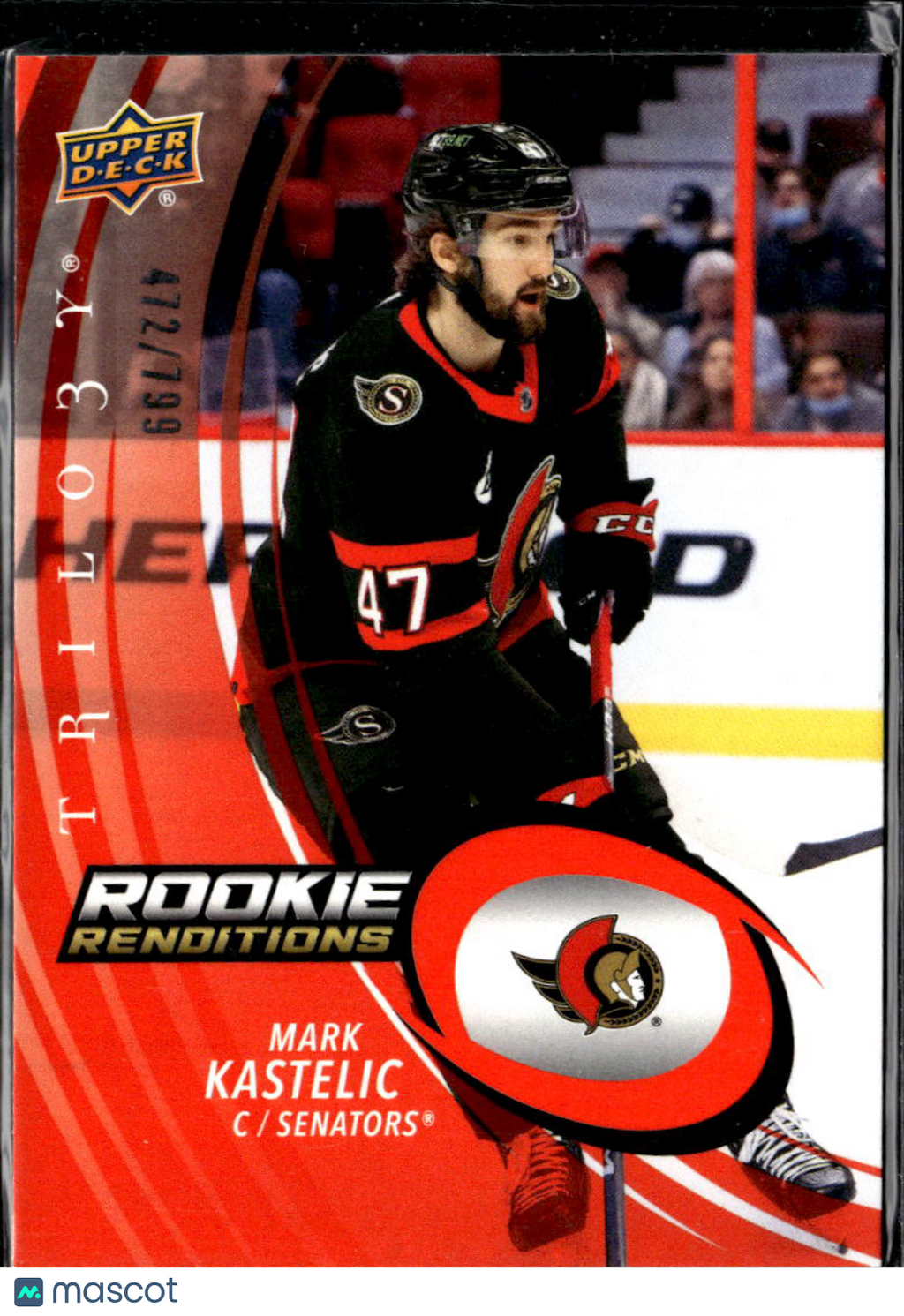 Mark Kastelic 2023 Upper Deck Trilogy Rookie Renditions /799 Ottawa Senators