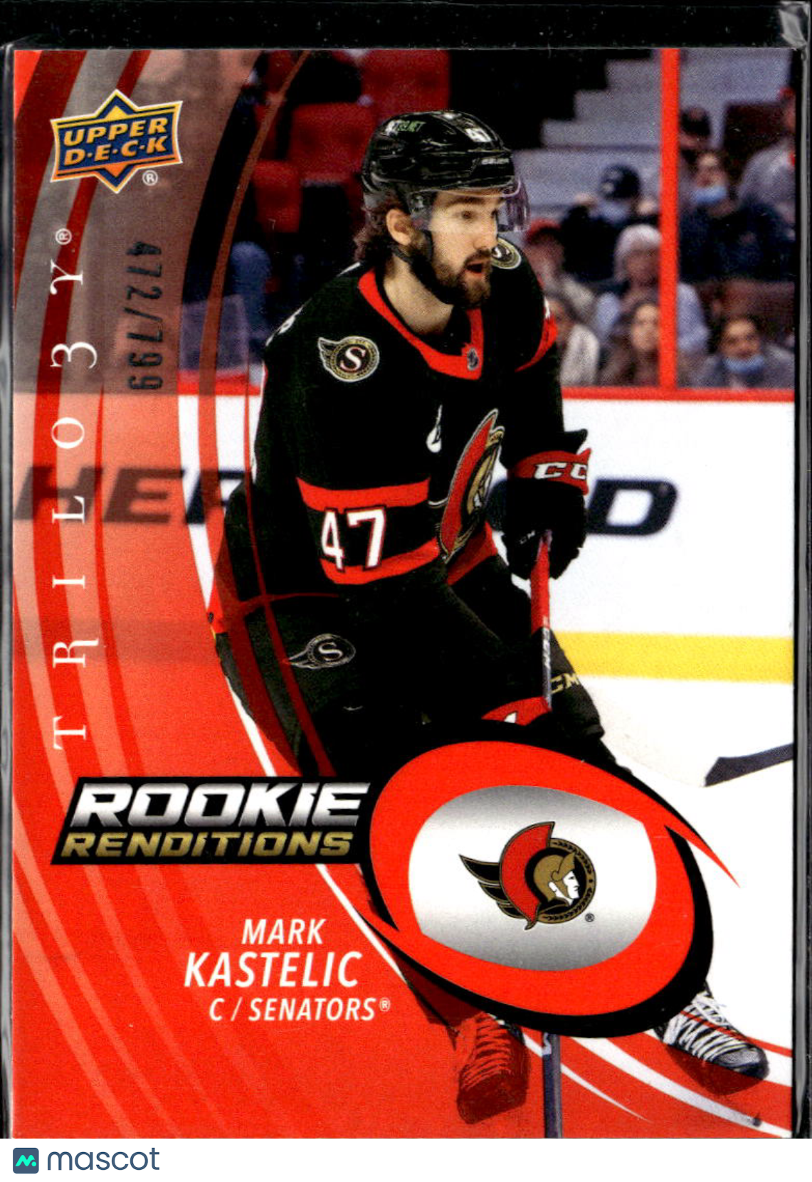 Mark Kastelic 2023 Upper Deck Trilogy Rookie Renditions /799 Ottawa Senators