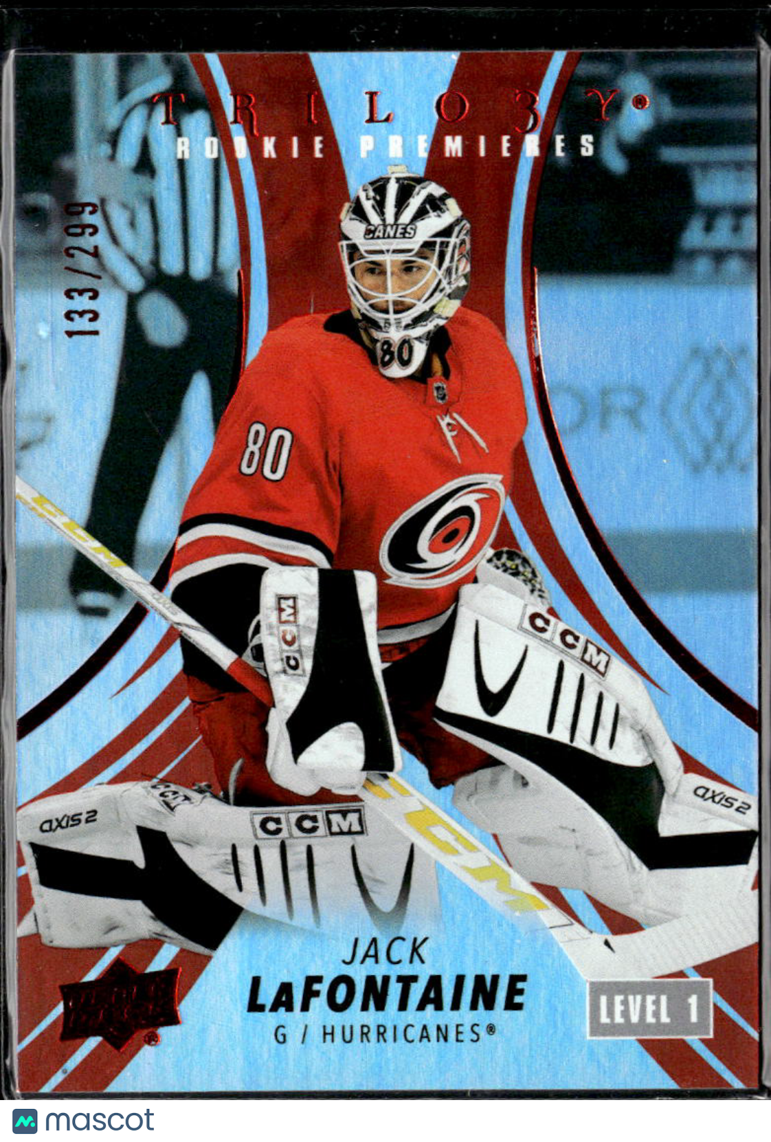 Jack LaFontaine 2023 Upper Deck Trilogy Rookie Premieres 133/299 Hurricanes
