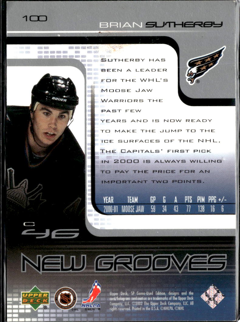 Brian Sutherby 2002 Upper Deck SP Game Used New Grooves 142/499 Capitals