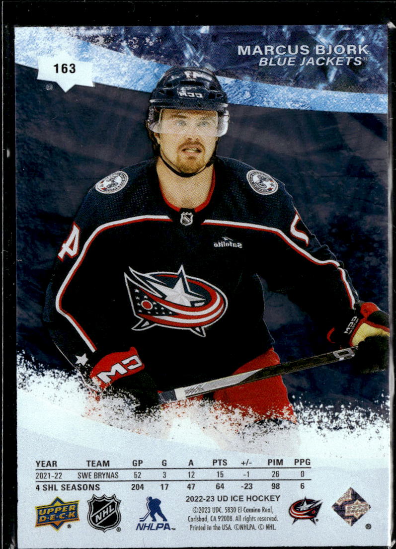 Marcus Bjork 2023 Upper Deck Ice Ice Premieres /399 Columbus Blue Jackets