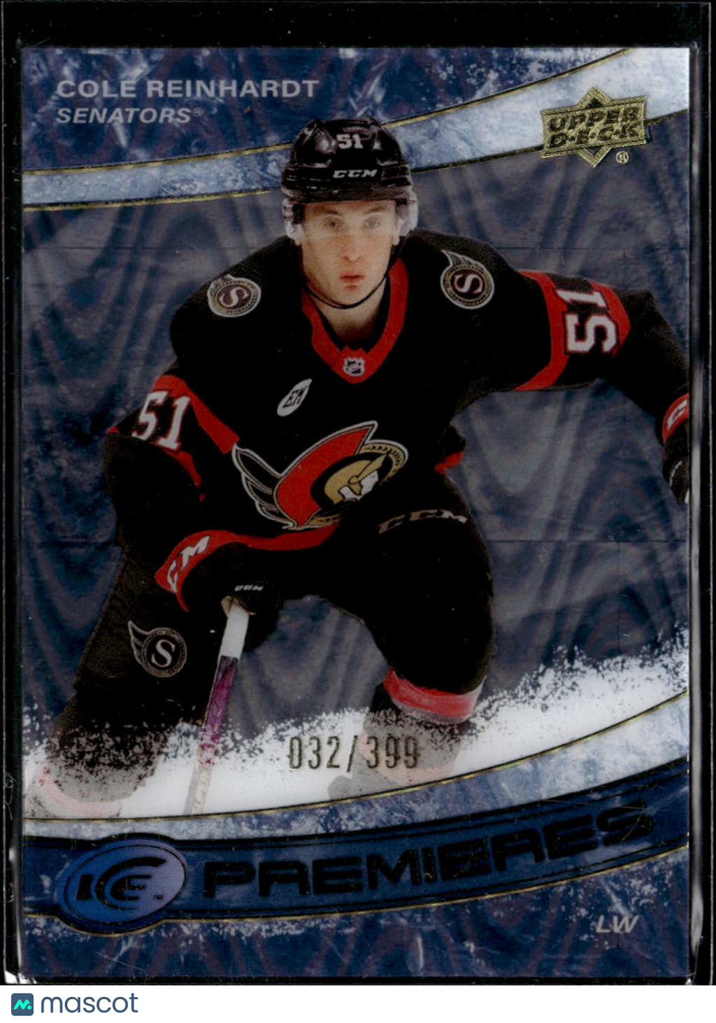 Cole Reinhardt 2023 Upper Deck Ice Premieres /399 Ottawa Senators