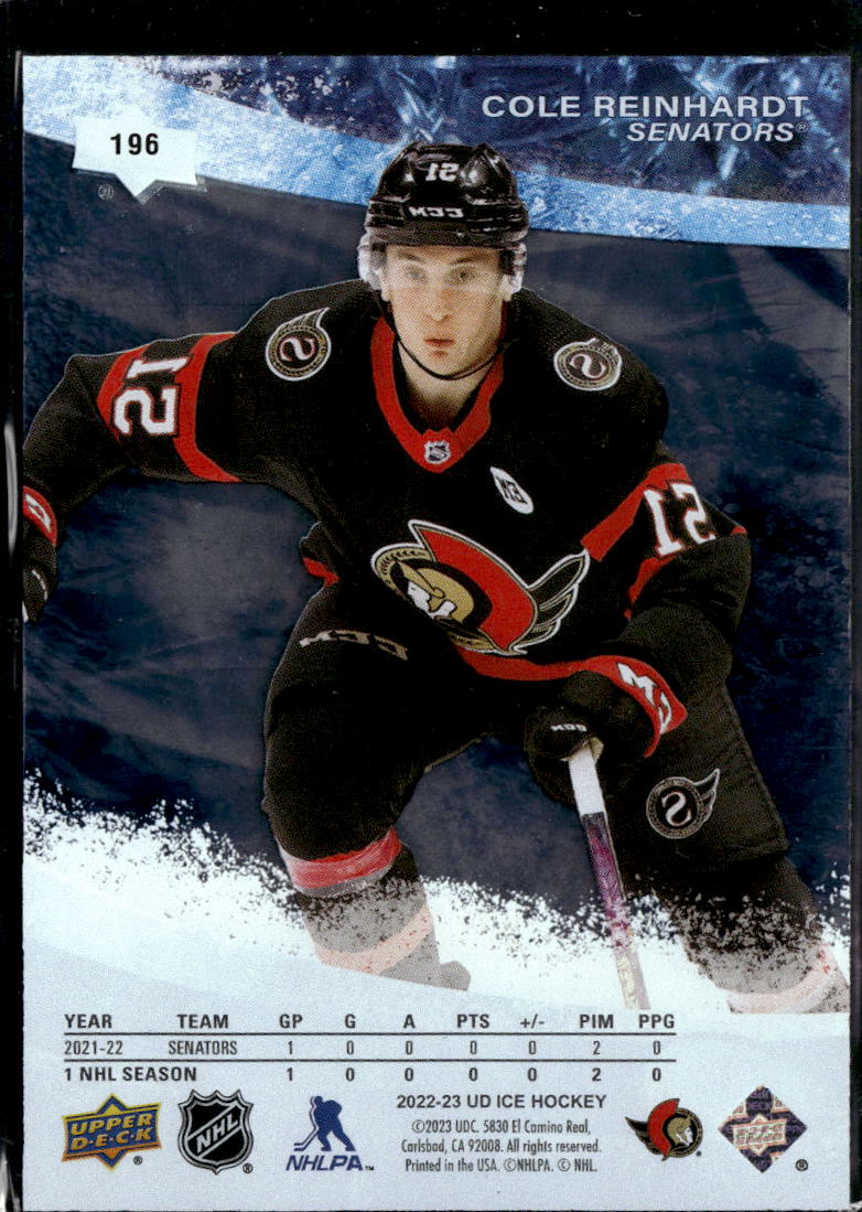 Cole Reinhardt 2023 Upper Deck Ice Premieres /399 Ottawa Senators