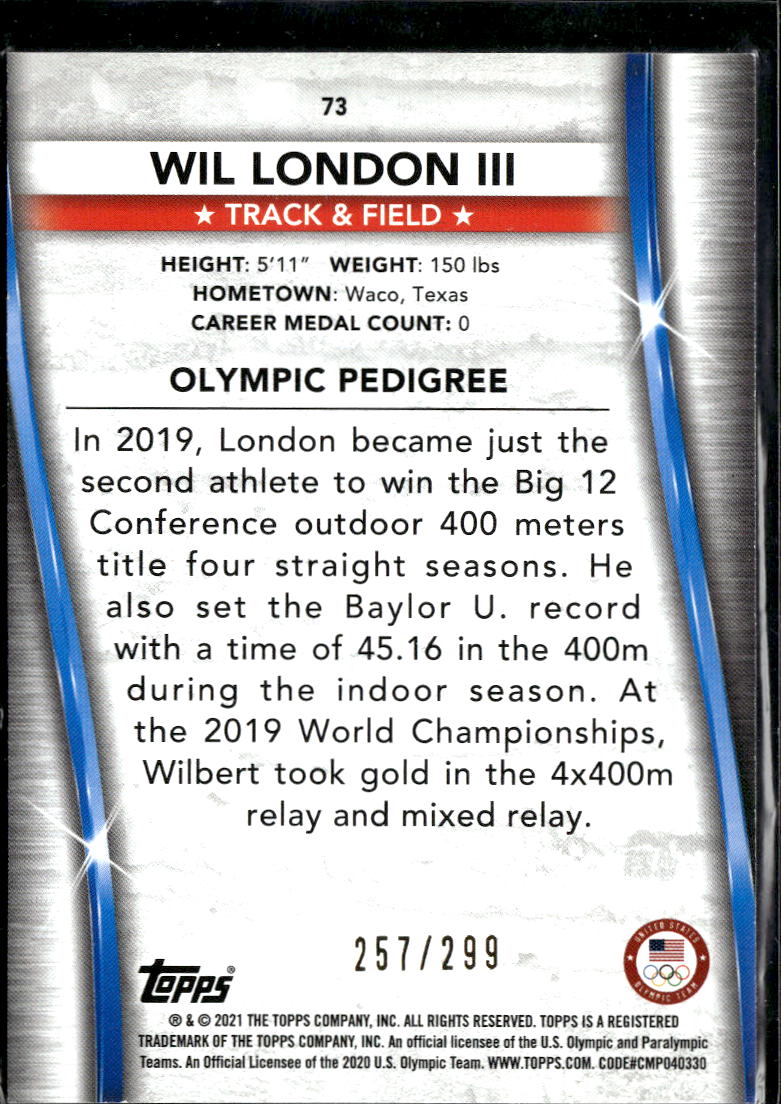 Wil London III 2021 Topps U.S. Olympic 257/299 United States Olympic Team