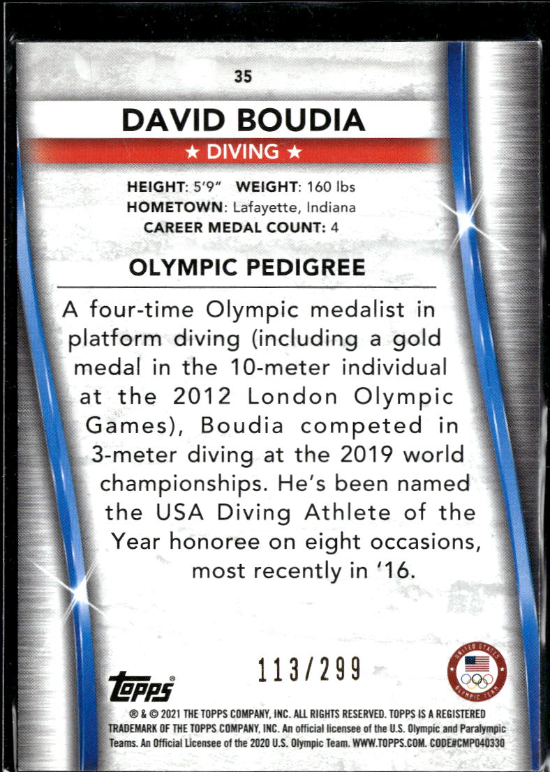 David Boudia 2021 Topps U.S. Olympic Team 113/299 United States Olympic Team