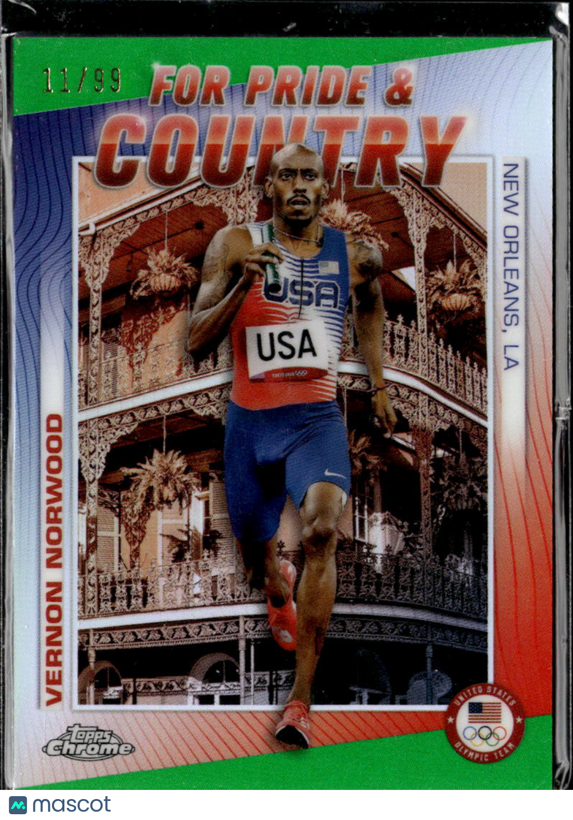 Vernon Norwood 2024 Topps Chrome Olympic Green Refractor 11/99 USA