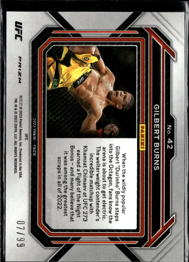 Gilbert Burns 2023 Panini Prizm UFC Red Disco 7/99