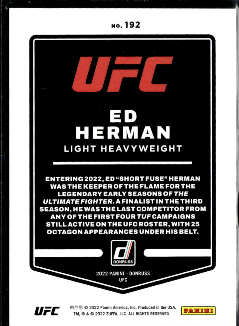 Ed Herman 2022 Panini Donruss UFC Purple Laser 38/99
