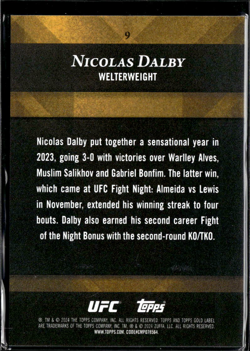 Nicolas Dalby 2024 Topps Gold Label UFC RC Rookie Class 1 78/199