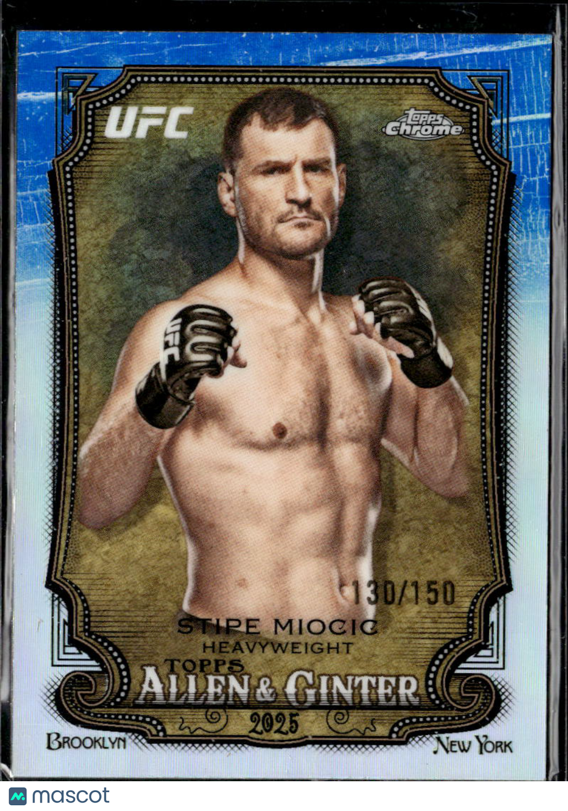 Stipe Miocic 2026 Topps Chrome Allen & Ginter UFC Blue Refractor 130/150