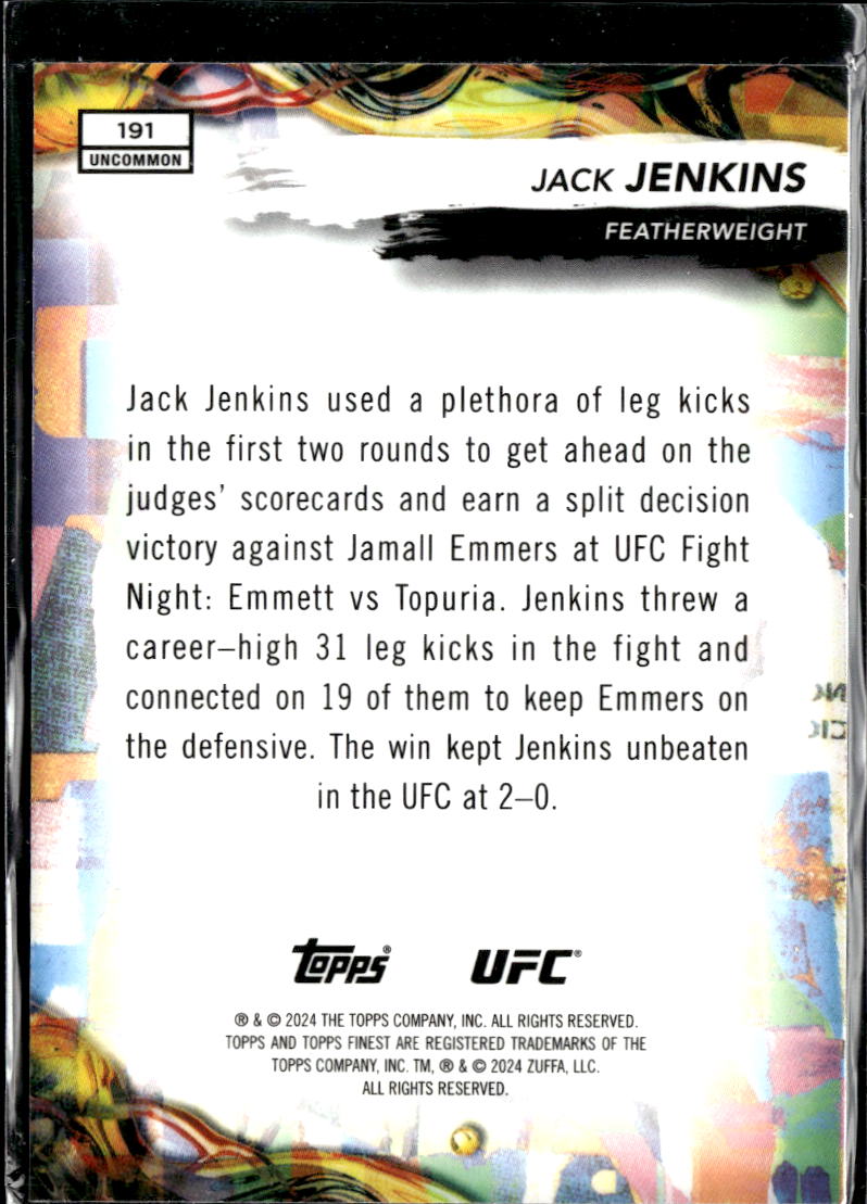 Jack Jenkins 2024 Topps Finest UFC RC Rookie Blue Refractor 91/175