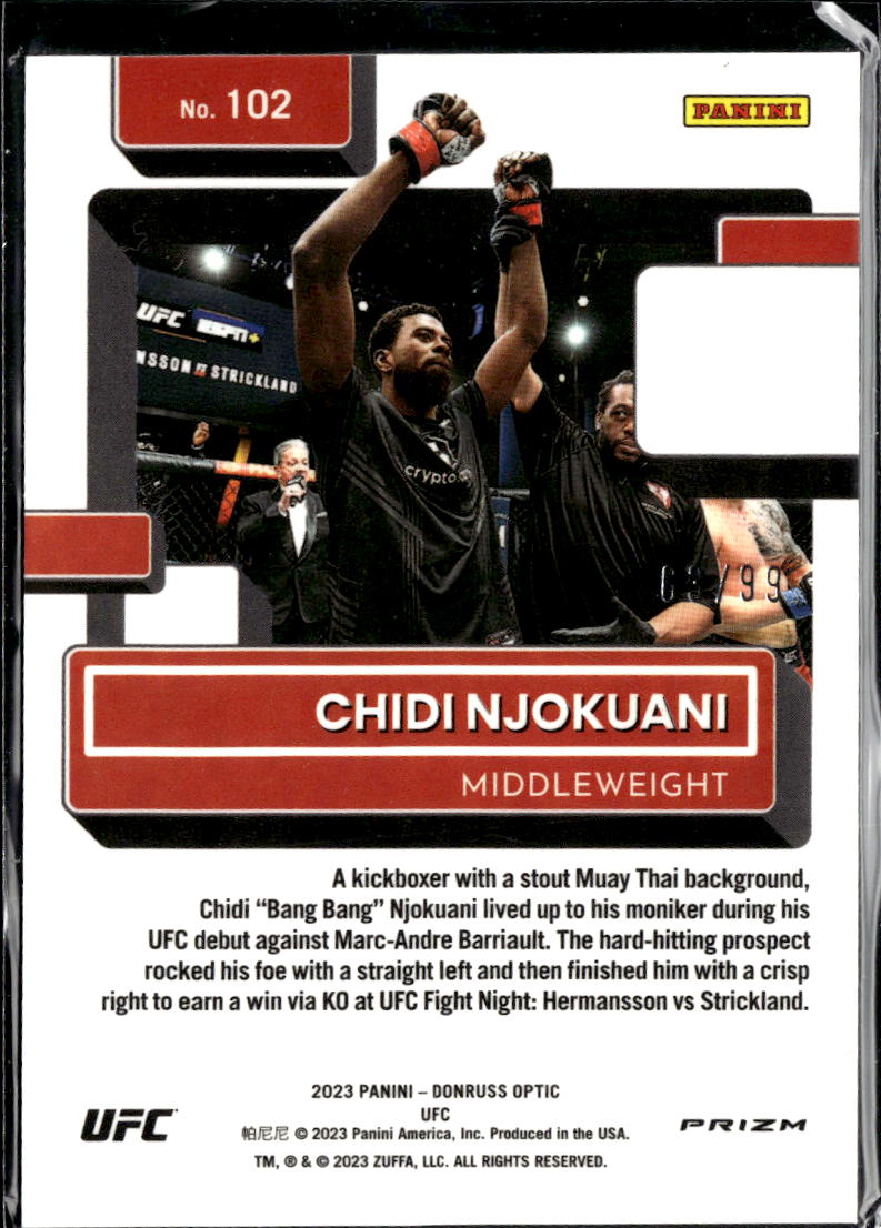 Chidi Njokuani 2023 Optic UFC Blue Rated Rookie RC 63/99