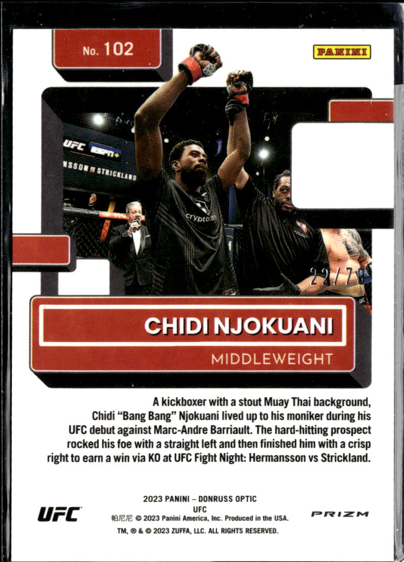 Chidi Njokuani 2023 Optic UFC Rated Rookie Pink Velocity 22/79
