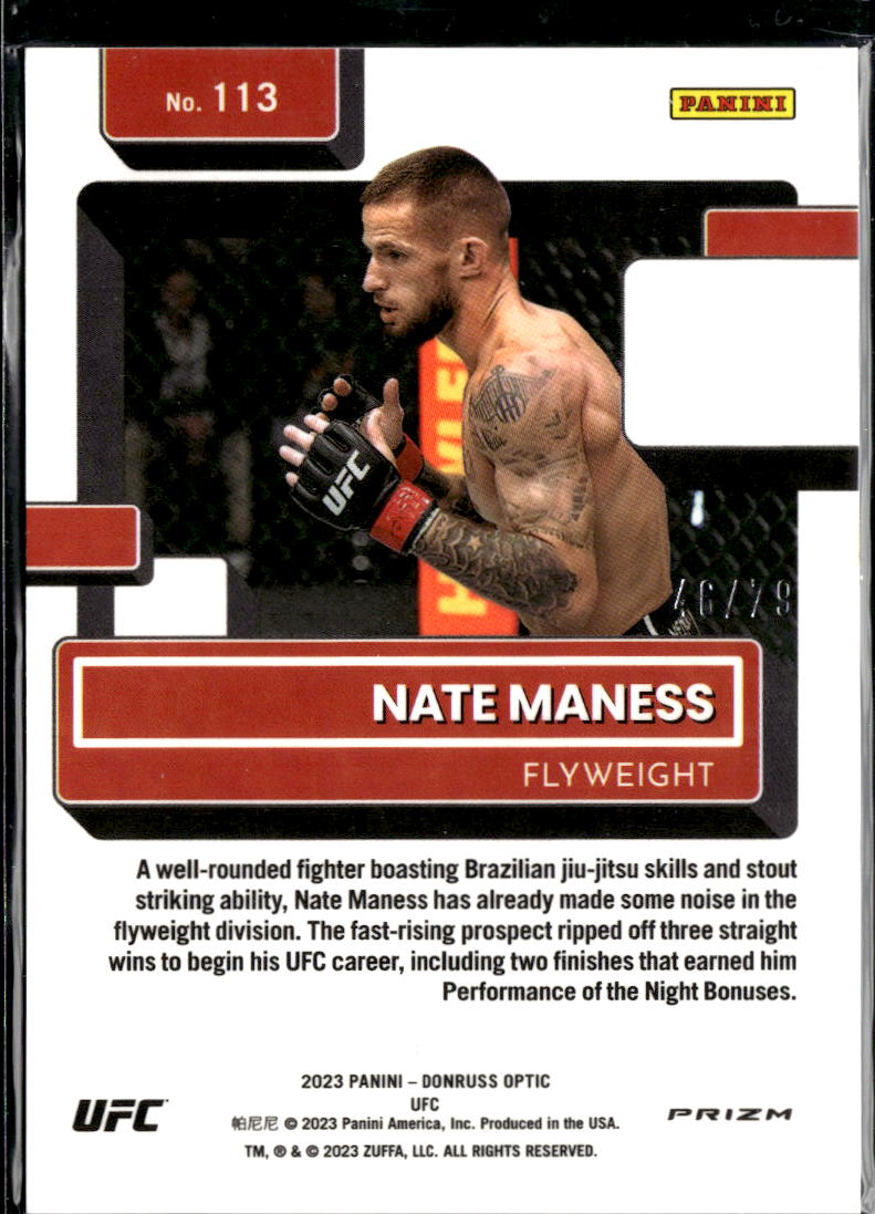 Nate Maness 2023 Optic UFC Rated Rookie Pink Velocity 46/79