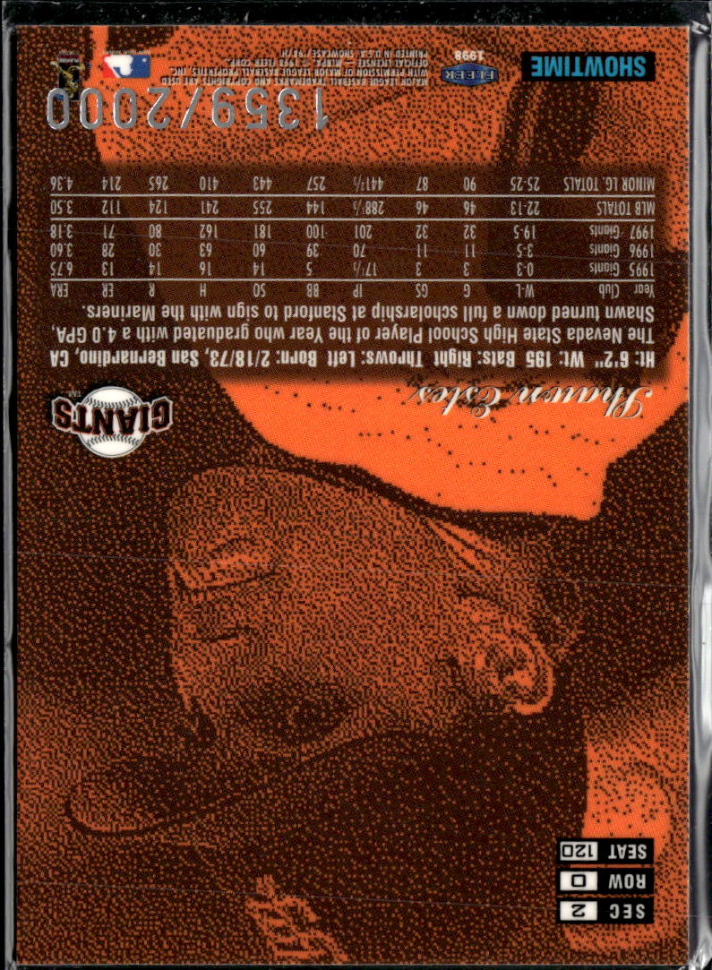 Shawn Estes 1998 Flair Showcase Showtime /2000 San Francisco Giants