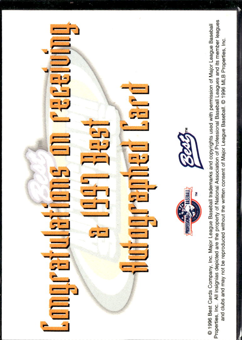 Todd Landry 1996 Best Autographed Auto New Orleans Zephyrs