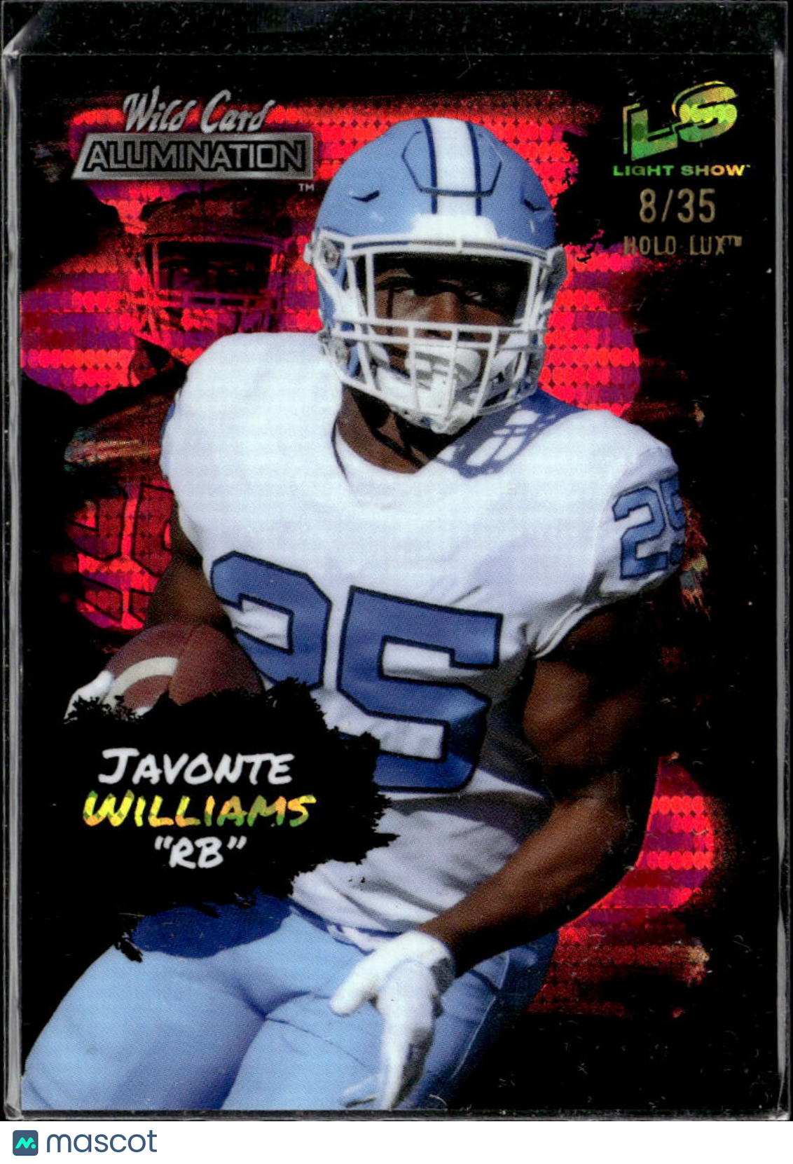 Javonte Williams 2021 Wild Card Alumination Light Show Holo Lux RC 8/35