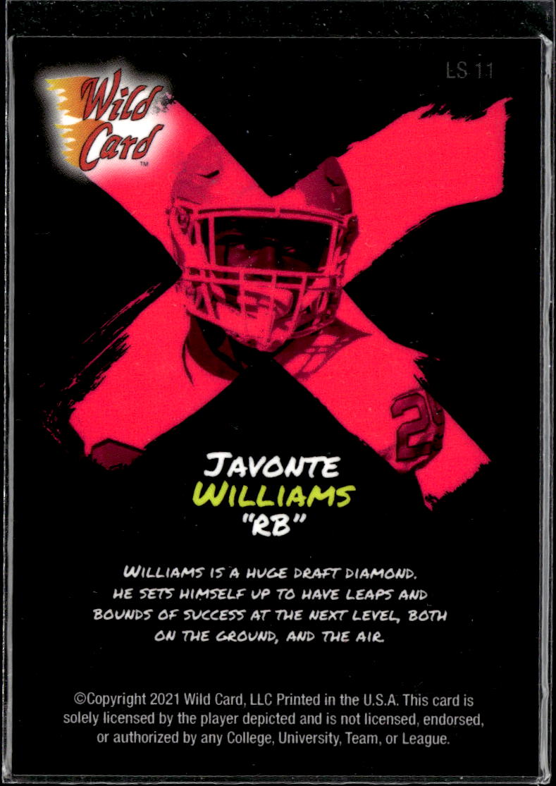 Javonte Williams 2021 Wild Card Alumination Light Show Holo Lux RC 8/35